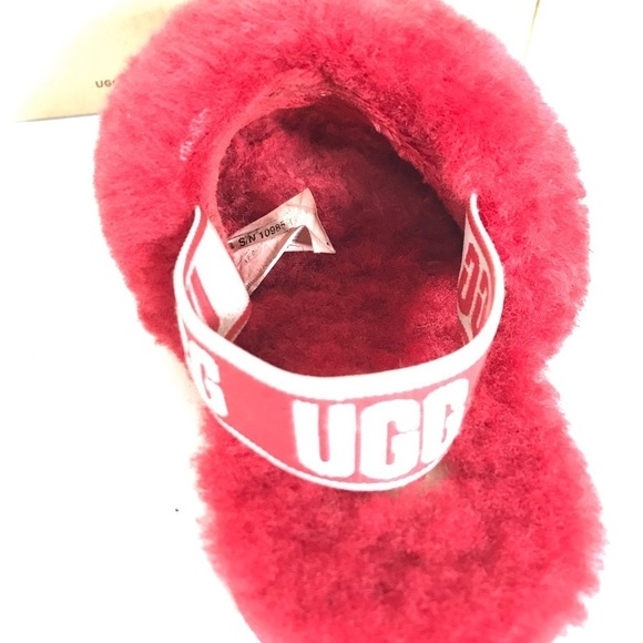 Ugg Red Fluff Yeah Slides Sandals Size 9 - Picture 9 of 14
